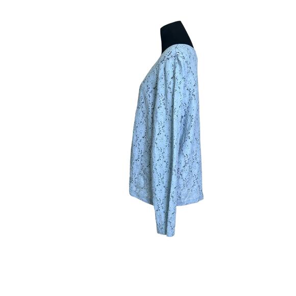 Modern Soul blue eyelet buttoned long sleeves blouse size Large - Picture 5 of 9